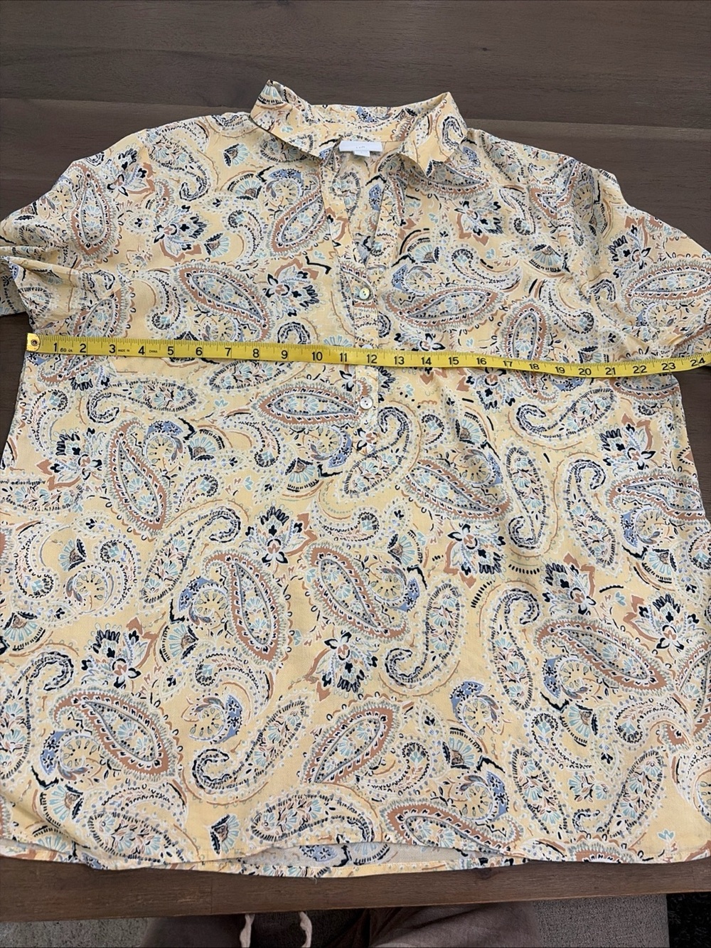 J. Jill women’s Butter Yellow Paisley Long-Sleeve pullover shirt - Picture 8 of 11